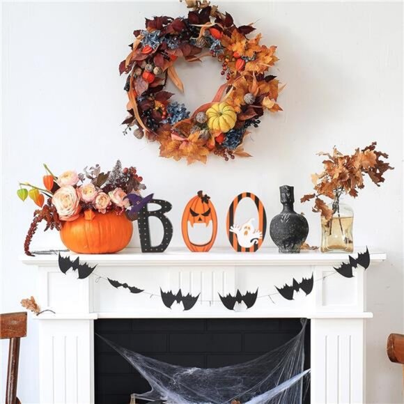 BOO Signs Halloween Table Decorations Indoor, Retro Halloween Black - Picture 6 of 8